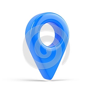 Blue Pointer Icon, Location symbol isolated on white. Gps, travel, navigation, place position concept