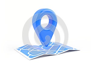 Blue Pointer Icon, Location symbol on Map. Gps, travel, navigation, place position concept
