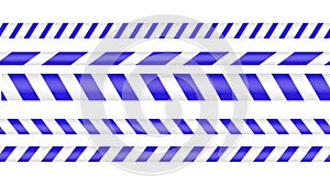 Blue police tape, crime danger line. Caution police lines isolated. Warning tapes. Set of blue warning ribbons. Vector