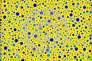 Blue polka dot pattern on yellow background,Generative AI