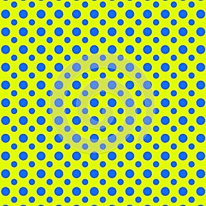 Blue polka dots on chartreuse pattern