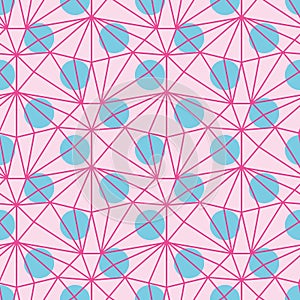 Polka dots and pink net seamless vector pattern