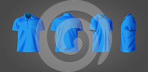 Blue Polo Shirts In Various Angles Isolated On Transparent Background Showcasing Their Design Style And Versatility photo
