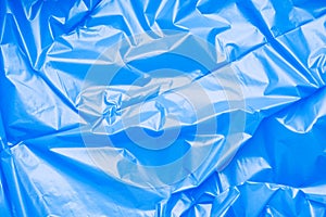 Blue polyethylene texture. Background exhaust cellophane package