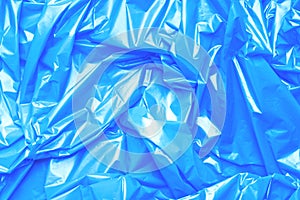 Blue polyethylene texture. Background exhaust cellophane package