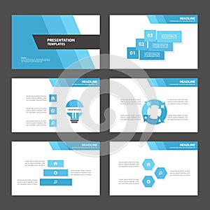 Blue polygon 2 presentation template Infographic elements and icon flat design