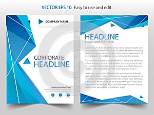 Blue polygon abstract Vector Brochure annual report Leaflet Flyer template design, book cover layout design, abstract presentation