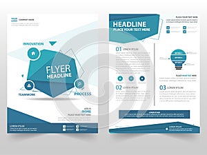 Blue polygon vector Brochure Leaflet Flyer template design, book cover layout design, abstract business presentation template, a4