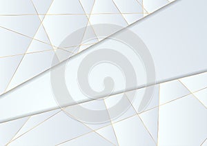 Blue polygonal abstract background with golden lines