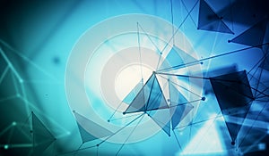 Blue polygonal backdrop, technology