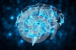 Blue polygonal brain