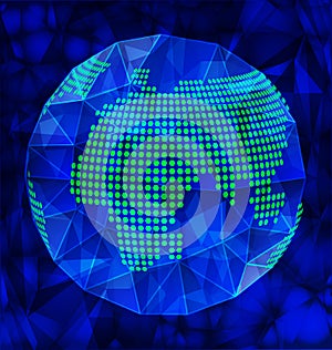 Blue polygonal globe