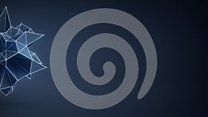 Blue polygonal shape and free space 3D render