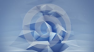 Blue polygonal surface waving 3D rendering