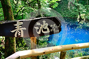 Blue pond named Aoike in Juniko, Japan