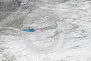 A blue pool in the Lowell Glacier in Kluane National Park, Yukon, Canada