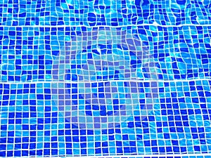 Blue pool mosaic tile stairs
