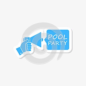 Blue Pool party invitation sticker