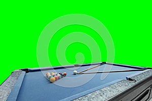 Blue Pool table with balls