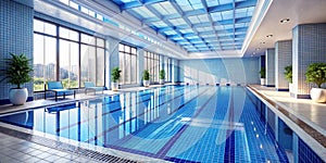 Blue Pool Water Tiles in Indoor Swimming Pool