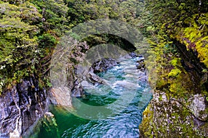 The Blue Pools of Haast Pass in New Zealand