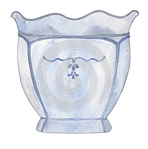 Blue porcelain vase with delicate floral pattern