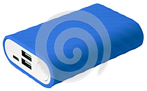 Blue portable battery isolated