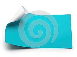 Blue post-it note isolated on white background