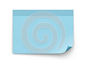 Blue post-it note isolated on white background