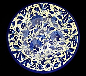 Blue pottery in multan Pakistan , traditional designs of ceramics and crockery