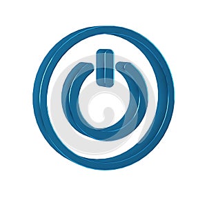 Blue Power button icon isolated on transparent background. Start sign.