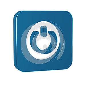 Blue Power button icon isolated on transparent background. Start sign.