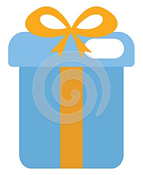 Blue present with yellow bow, icon