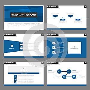 Blue presentation templates Infographic elements flat design set for brochure flyer leaflet marketing