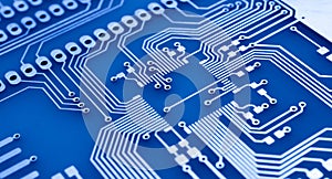 blue printed circuit. layout of tracks