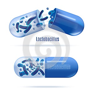 Medicines with Probiotic Bacteria Realistic Vector