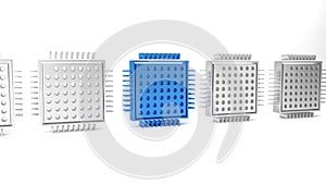 Blue Processor icon isolated on white background. CPU, central processing unit, microchip, microcircuit, computer