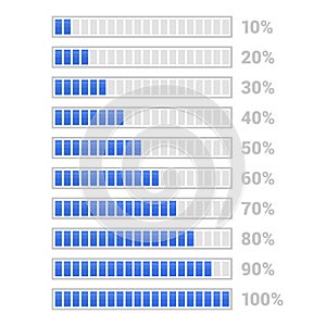 Blue Progress Bar Set on White Background. Vector
