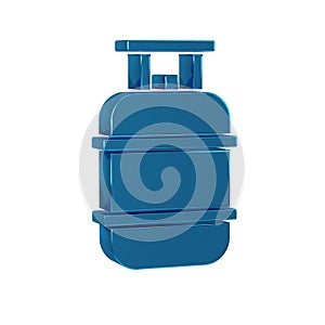 Blue Propane gas tank icon isolated on transparent background. Flammable gas tank icon.