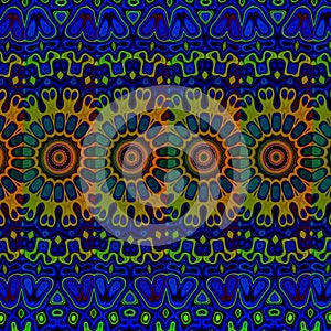 Blue psychedelic pattern background. Cool arab arts.