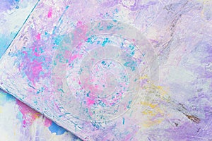 Blue Purple abstract hand painted canvas background, texture. Colorful textured backdrop
