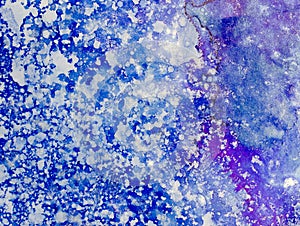 Blue and Purple Abstract Ink Splatter Background