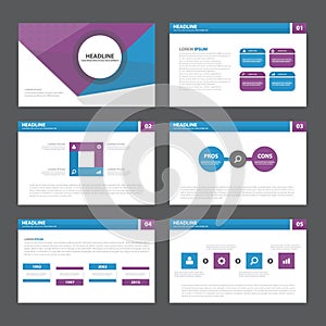 Blue purple Abstract presentation template Infographic elements flat design set for brochure flyer leaflet marketing