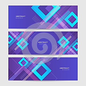 Blue purple abstract vector business long banner template. Horizontal header web banner. Modern gradient color cover header for