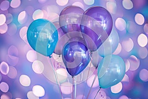 Blue and purple balloons for birthday, party, wedding or promotion banners or posters