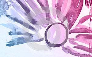 Blue and purple banner hand drawn watercolor background, raster illustration