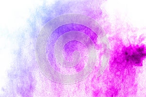 Blue-Purple color powder explosion cloud isolated on white background.