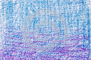 Blue and purple crayon drawings on white background texture