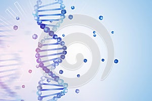 Blue purple dna helix over blue background