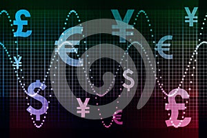 Blue Purple Financial Sector Global Currencies